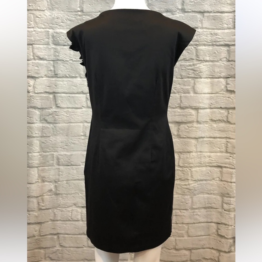 Mint Velvet Women's Size UK 10 US 8 Black Zipper Ruffle Detail Event Dress - Picture 2 of 6